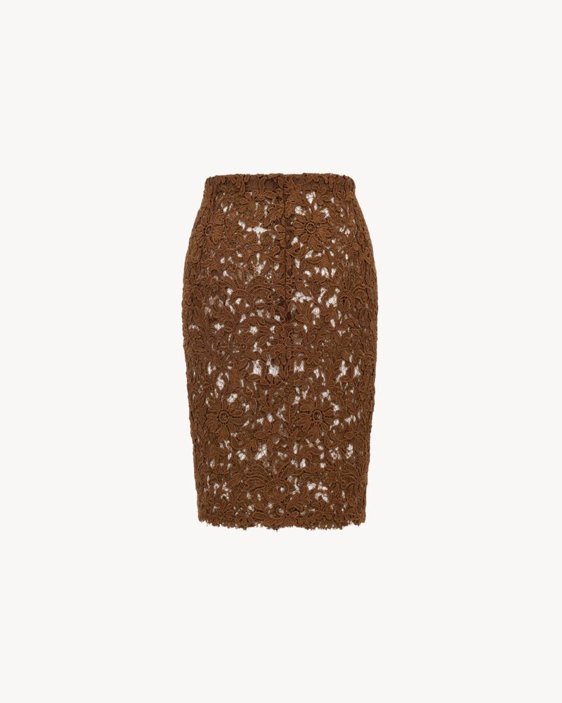 凸花蕾丝铅笔裙