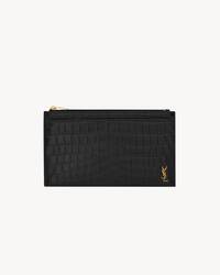 TINY CASSANDRE bill pouch in crocodile embossed matte leather