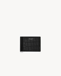 SAINT LAURENT PARIS黑色鳄鱼压纹真皮钱包