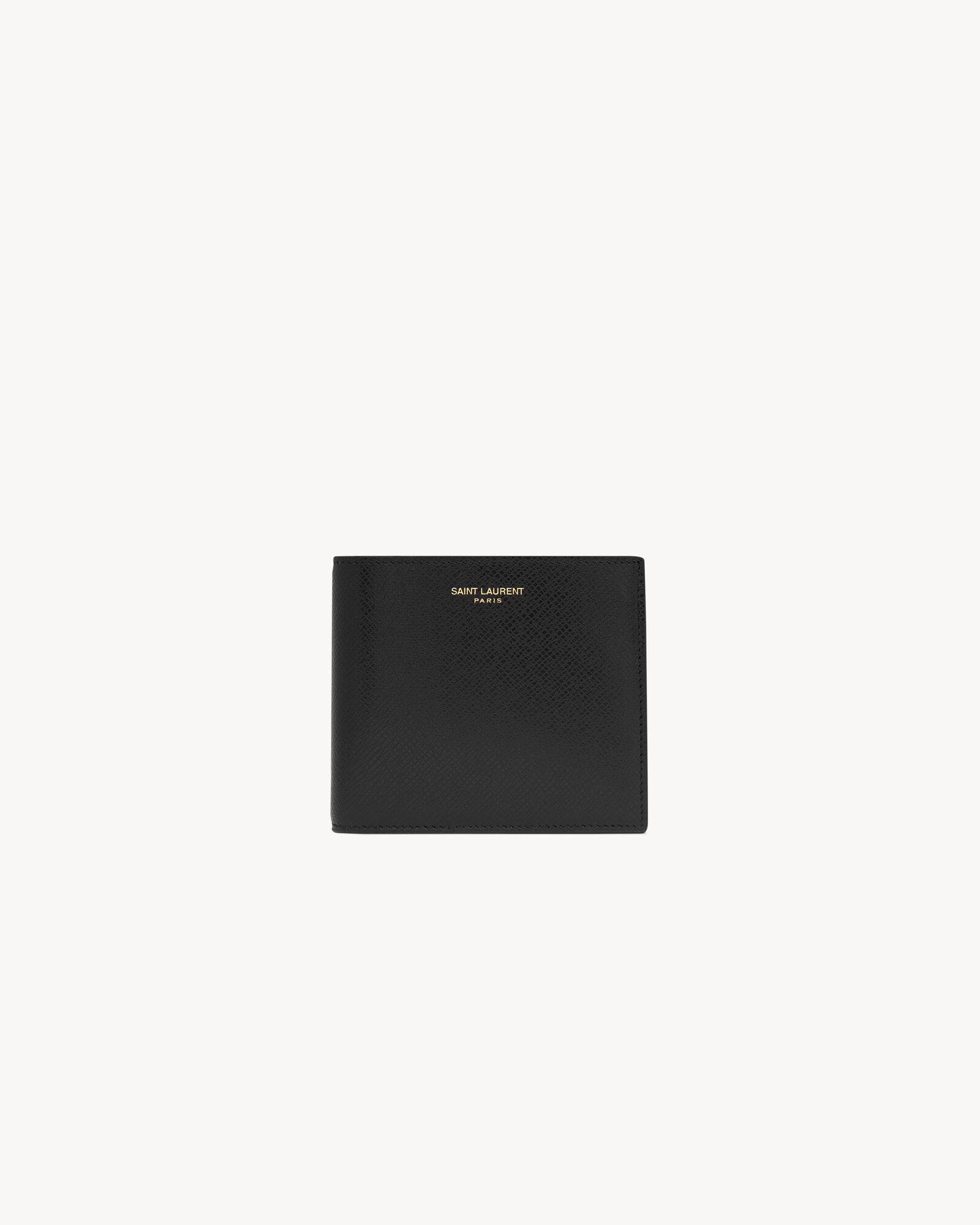 Saint Laurent Paris涂层树皮纹皮革横款钱包