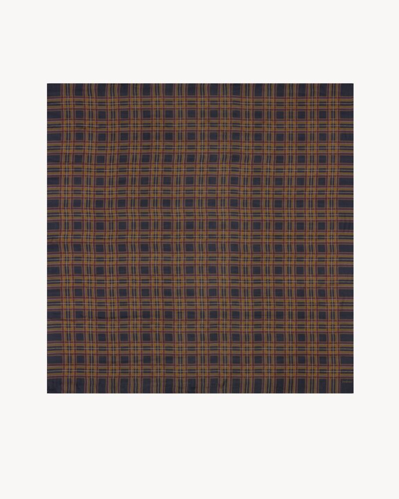 LE CASSANDRE大号方形格纹桑蚕丝绉缎围巾