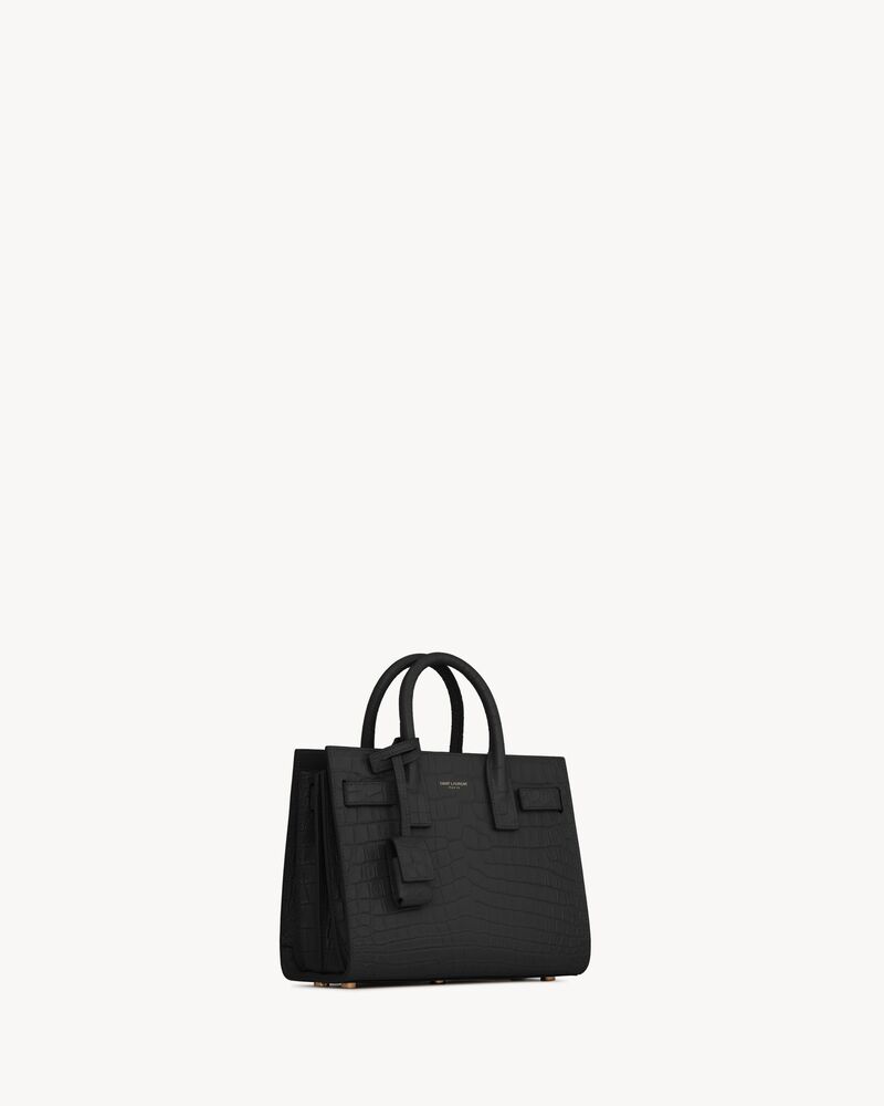 SAC DE JOUR NANO鳄鱼纹压纹哑光皮革手袋