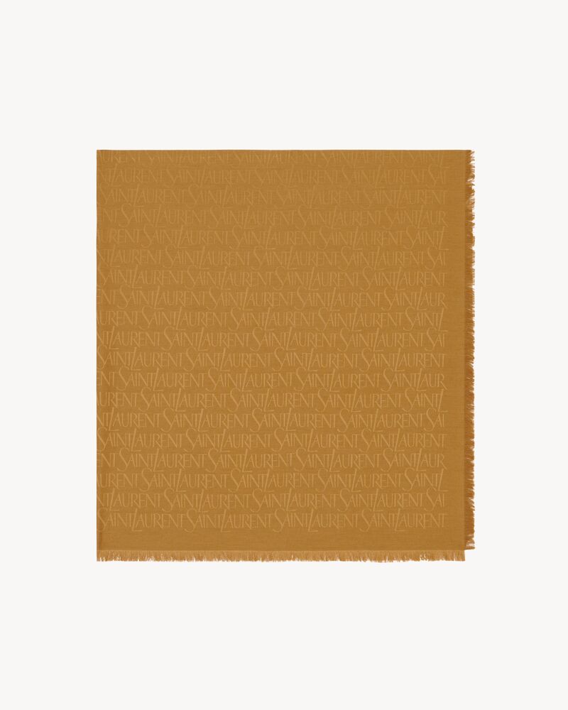 SAINT LAURENT桑蚕丝和羊毛提花大号方形围巾