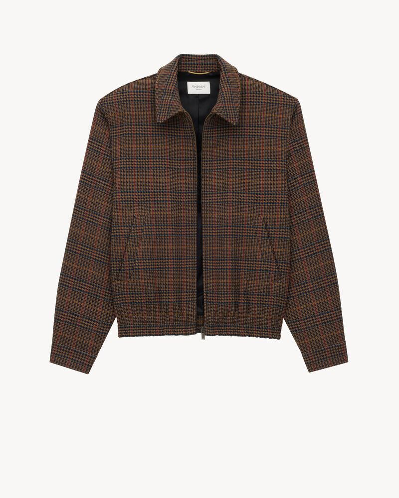 羊毛格纹加衬夹克