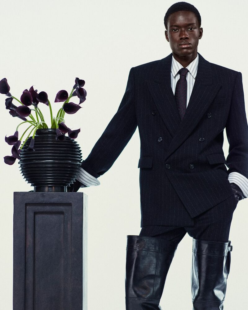 细条纹拉绒羊毛和山羊绒法兰绒夹克