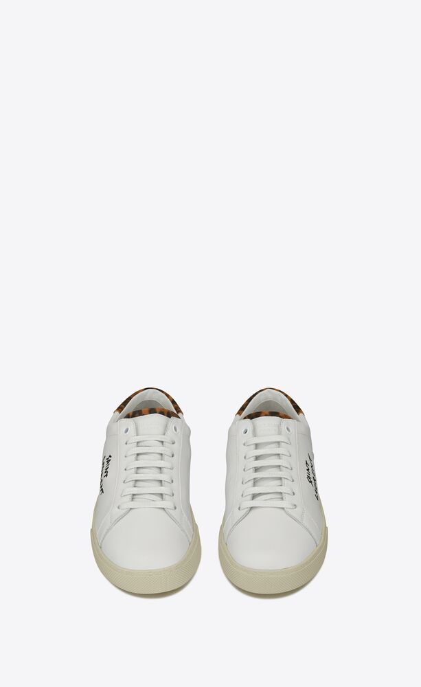 COURT CLASSIC SL/06光滑皮革和豹纹印花绒面材质刺绣运动鞋