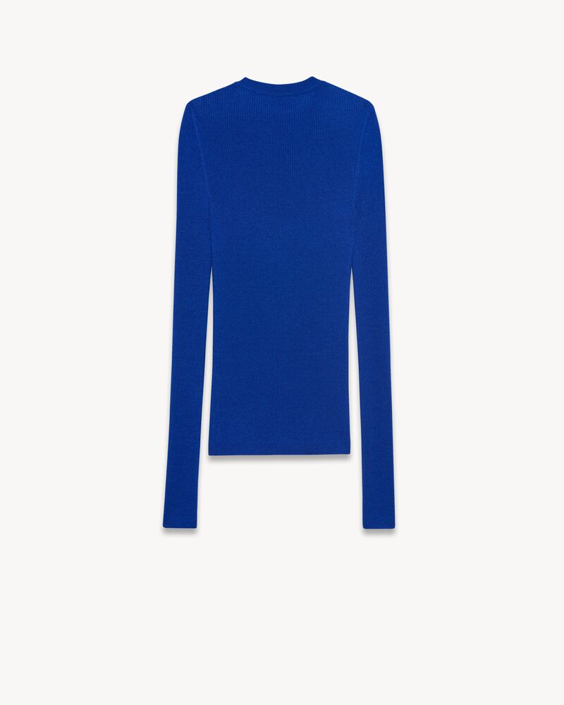 山羊绒、羊毛和桑蚕丝罗纹圆领毛衫