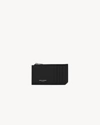 SAINT LAURENT PARIS粒面皮革拉链卡包