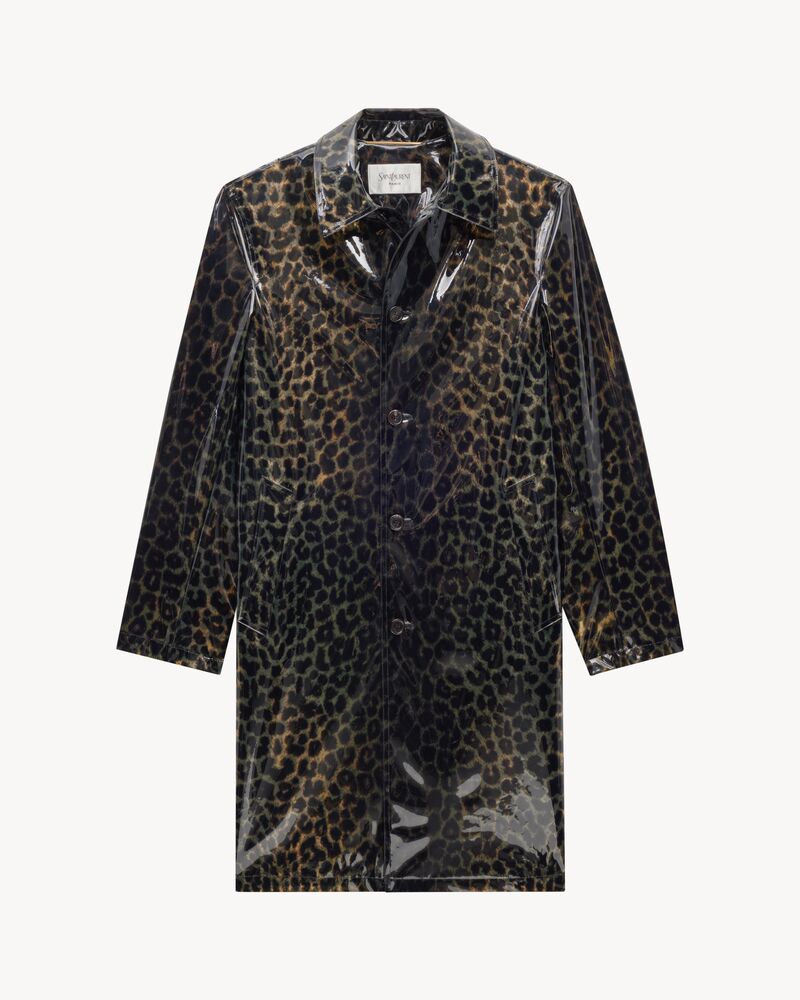 豹纹聚氨酯Mac大衣