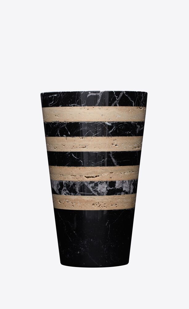 SAINT LAURENT圣罗兰中国官方网站 striped vase in travertine and marble