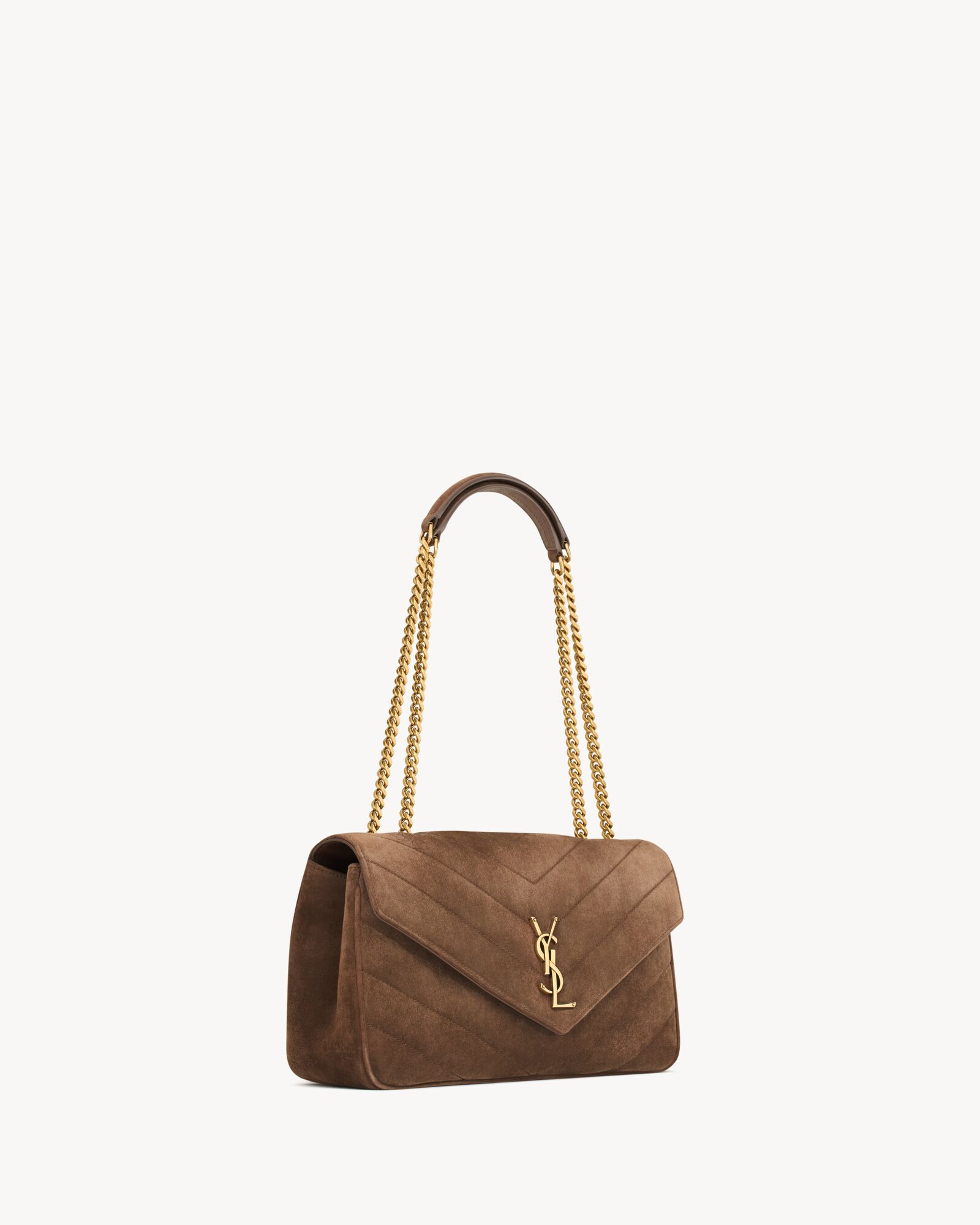 LOULOU中号绗缝绒面革手袋