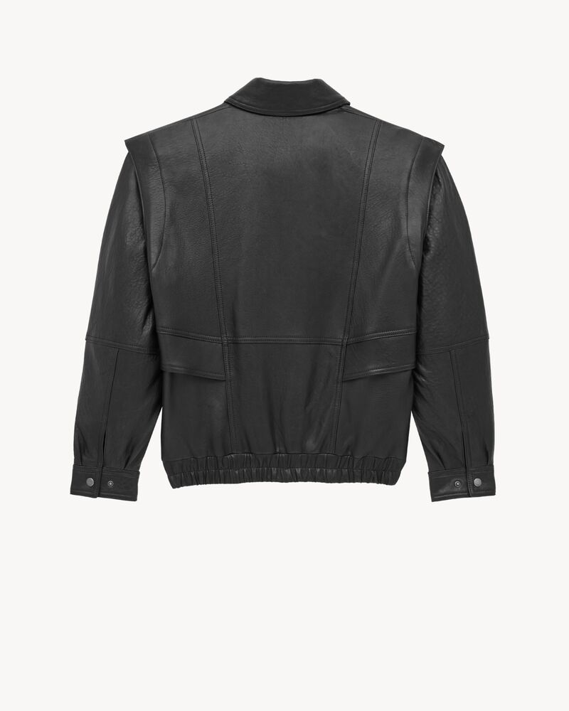 泡泡羊皮革飞行员夹克