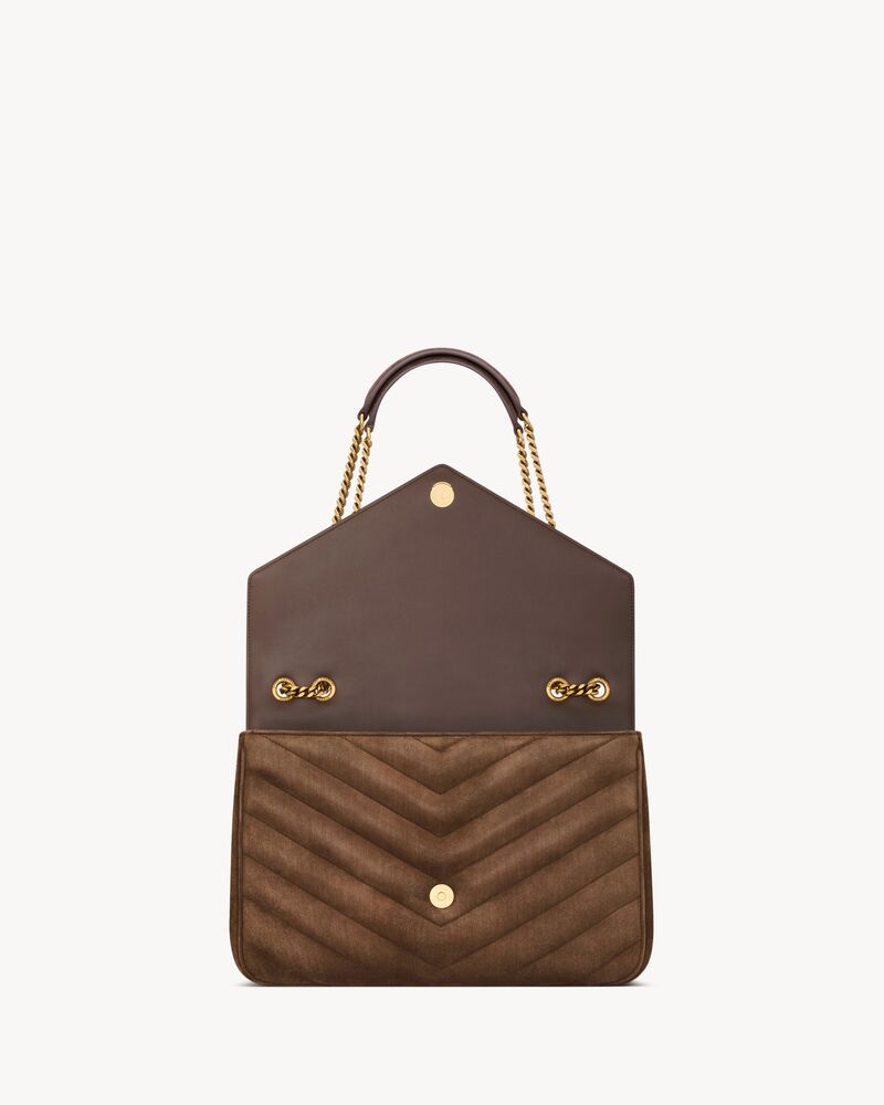 LOULOU大号绗缝绒面革手袋