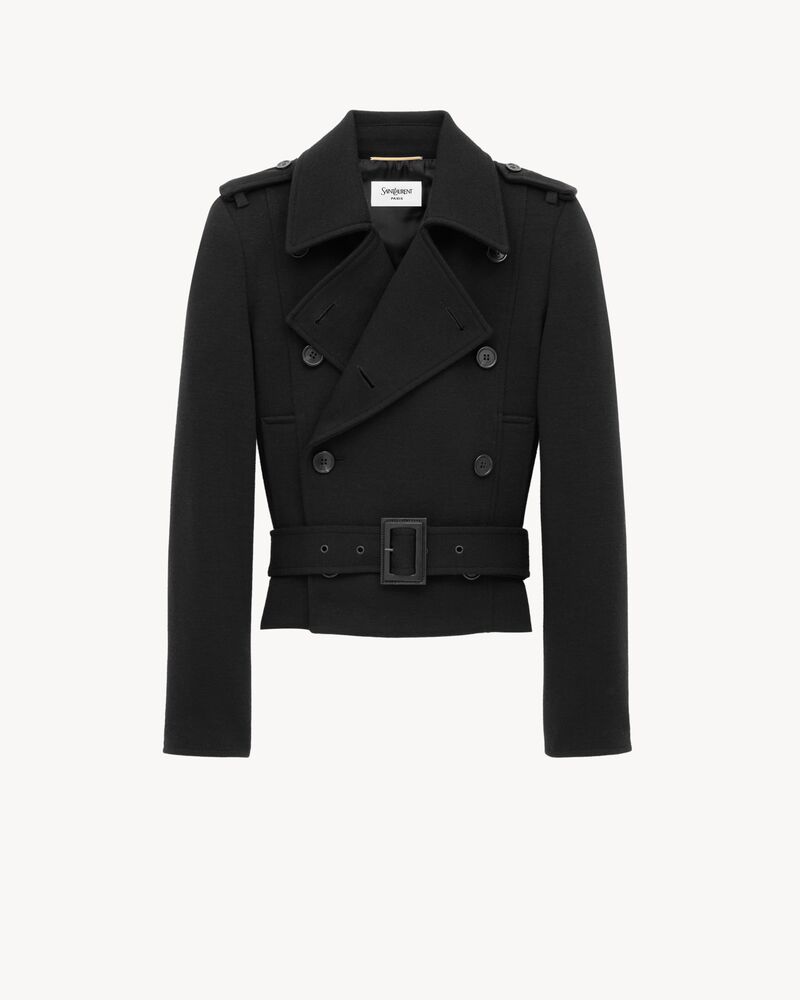 平纹针织军官风大衣