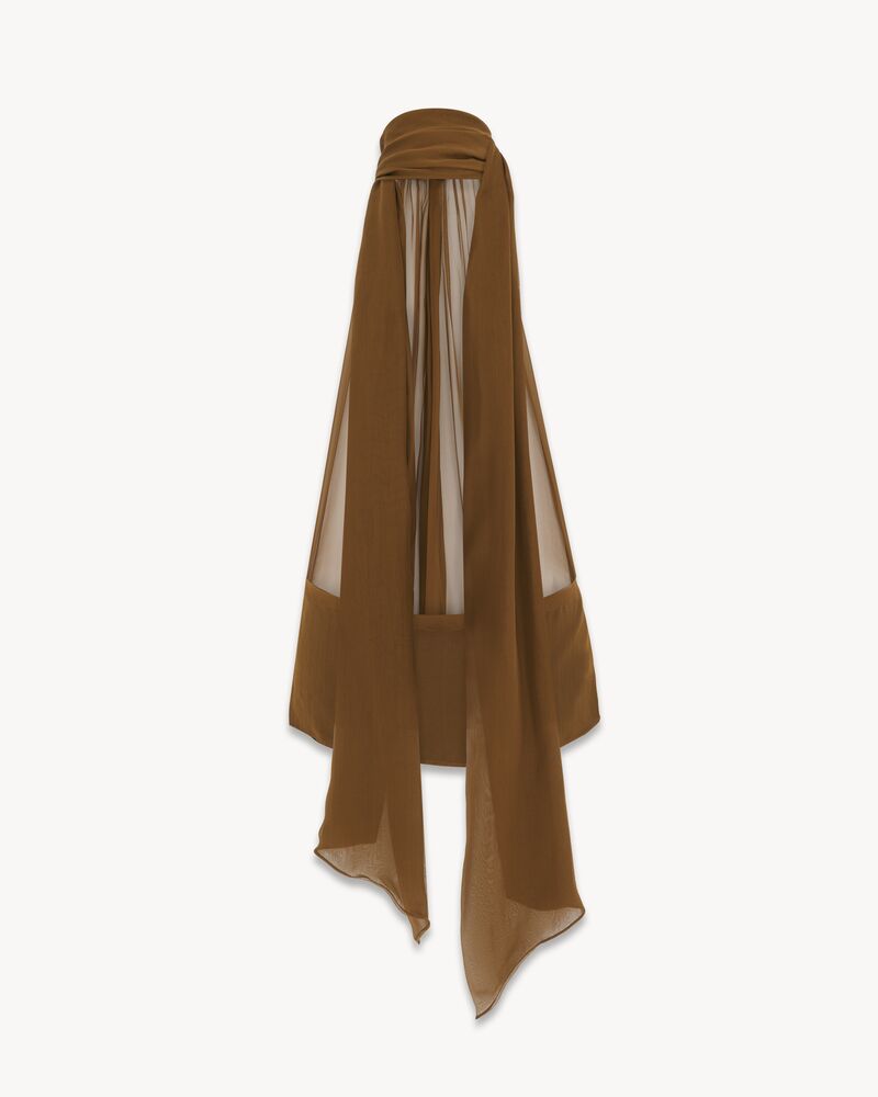 桑蚕丝平纹细布露背绕颈上衣