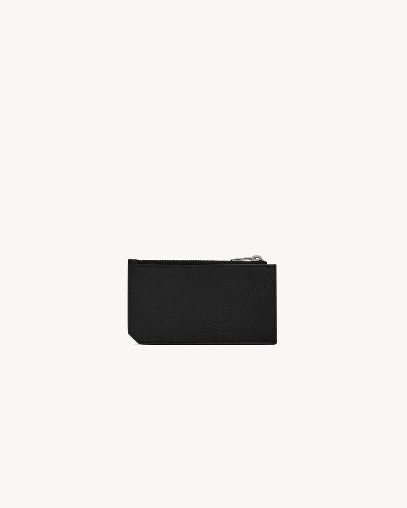 SAINT LAURENT PARIS粒面皮革拉链卡包