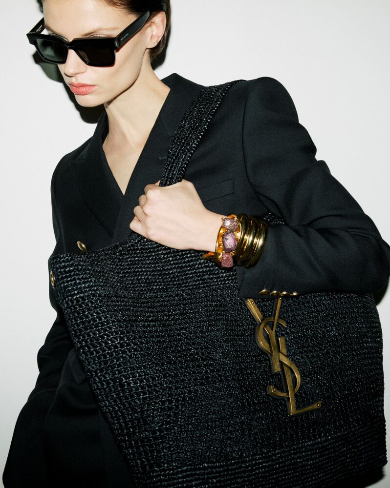 ICARE拉菲草钩织加大号购物袋