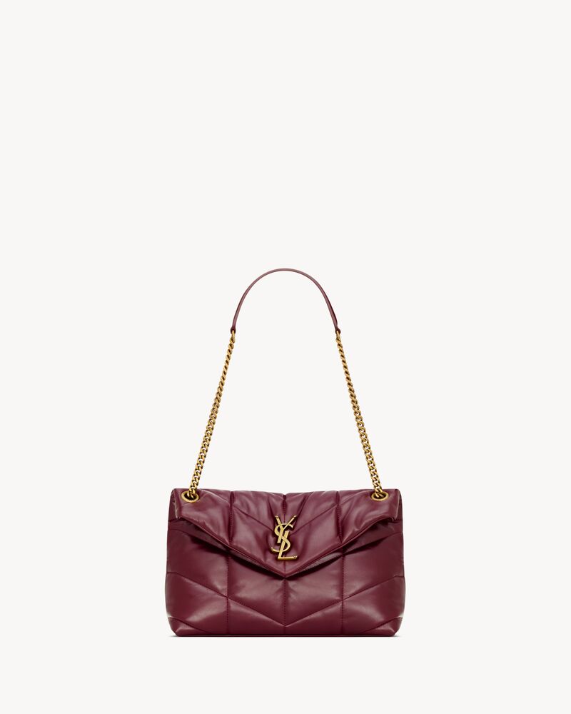 PUFFER小号亮面皮革手袋