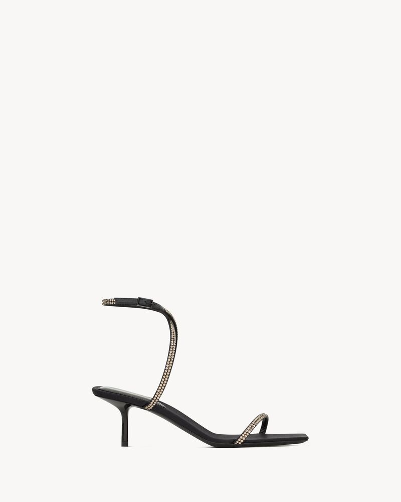 Nuit绉缎和仿水晶凉鞋