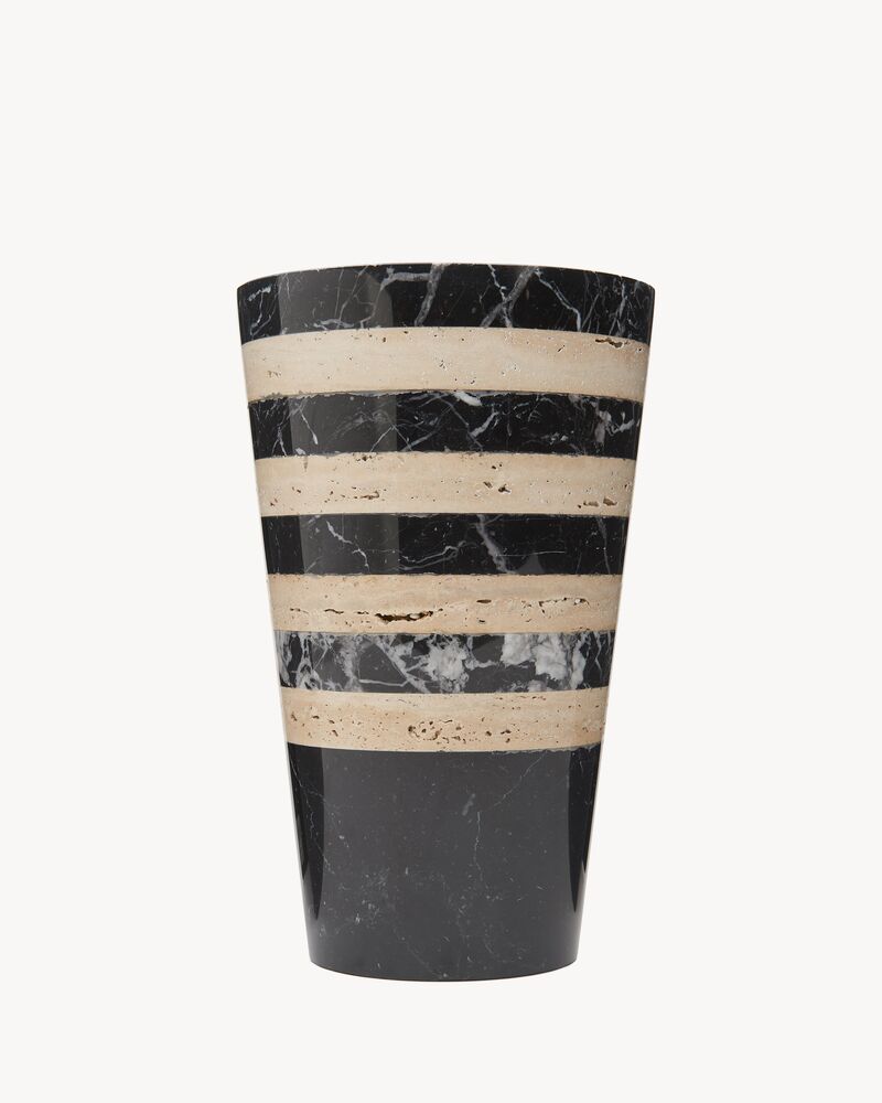 SAINT LAURENT圣罗兰中国官方网站 striped vase in travertine and marble