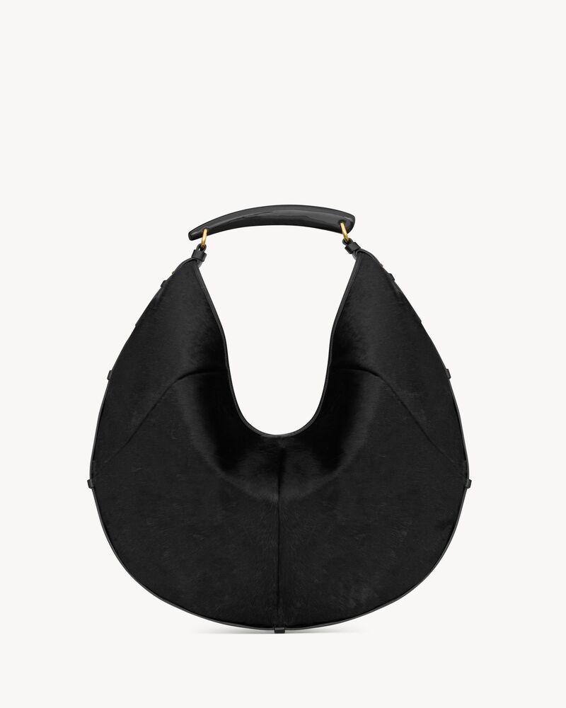 MOMBASA大号马毛效果皮革手袋