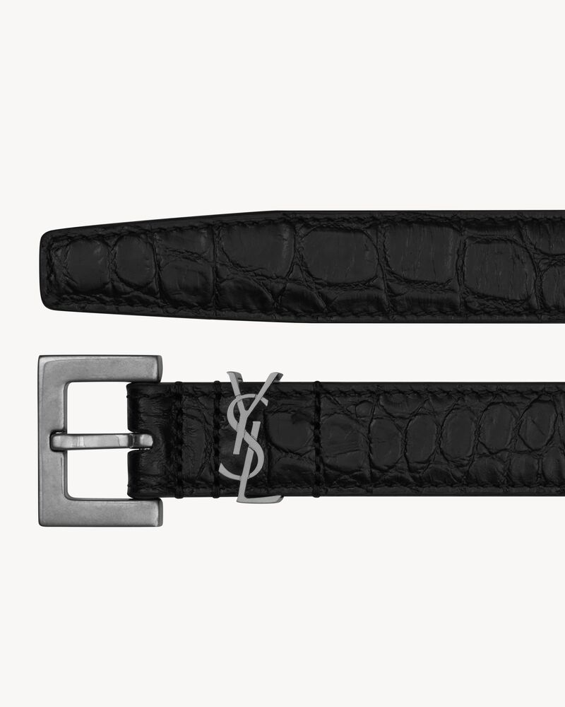 Cassandre鳄鱼纹压印雾面皮革腰带