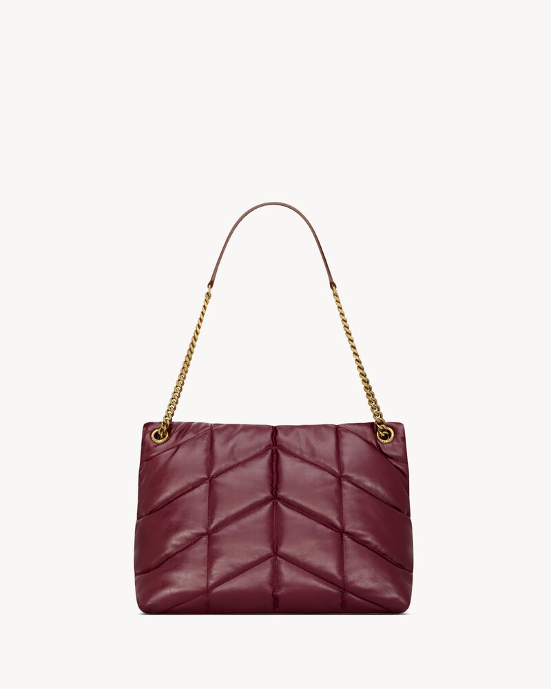 PUFFER中号亮面皮革手袋