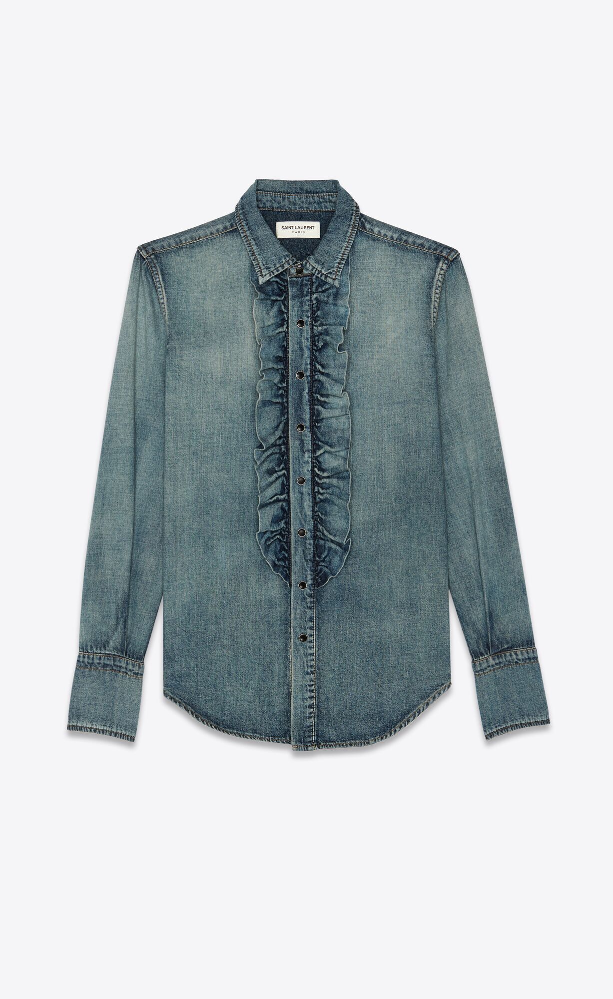 经典蓝色牛仔衬衫