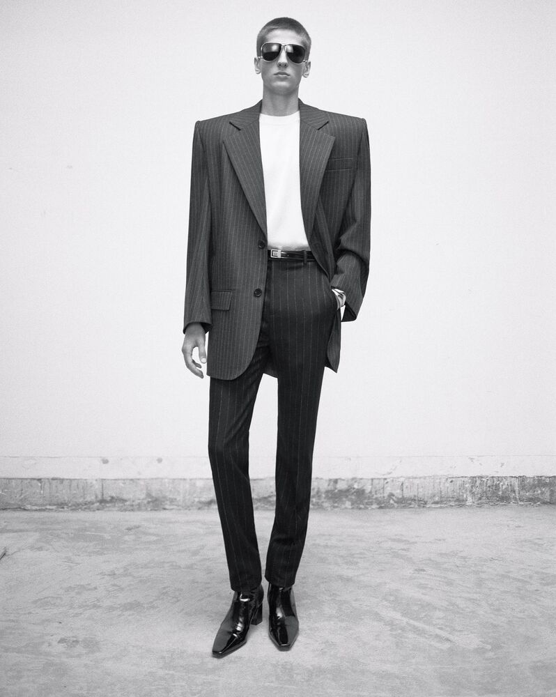 RIVE GAUCHE条纹法兰绒超大外套