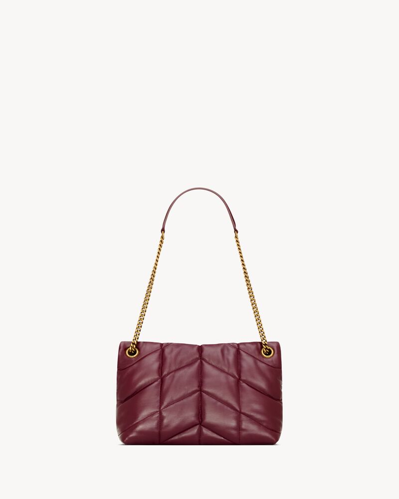 PUFFER小号亮面皮革手袋