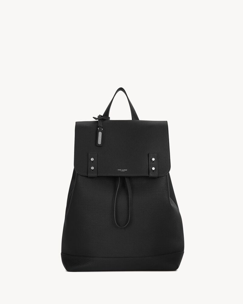 黑色粒纹真皮sac de jour souple背包