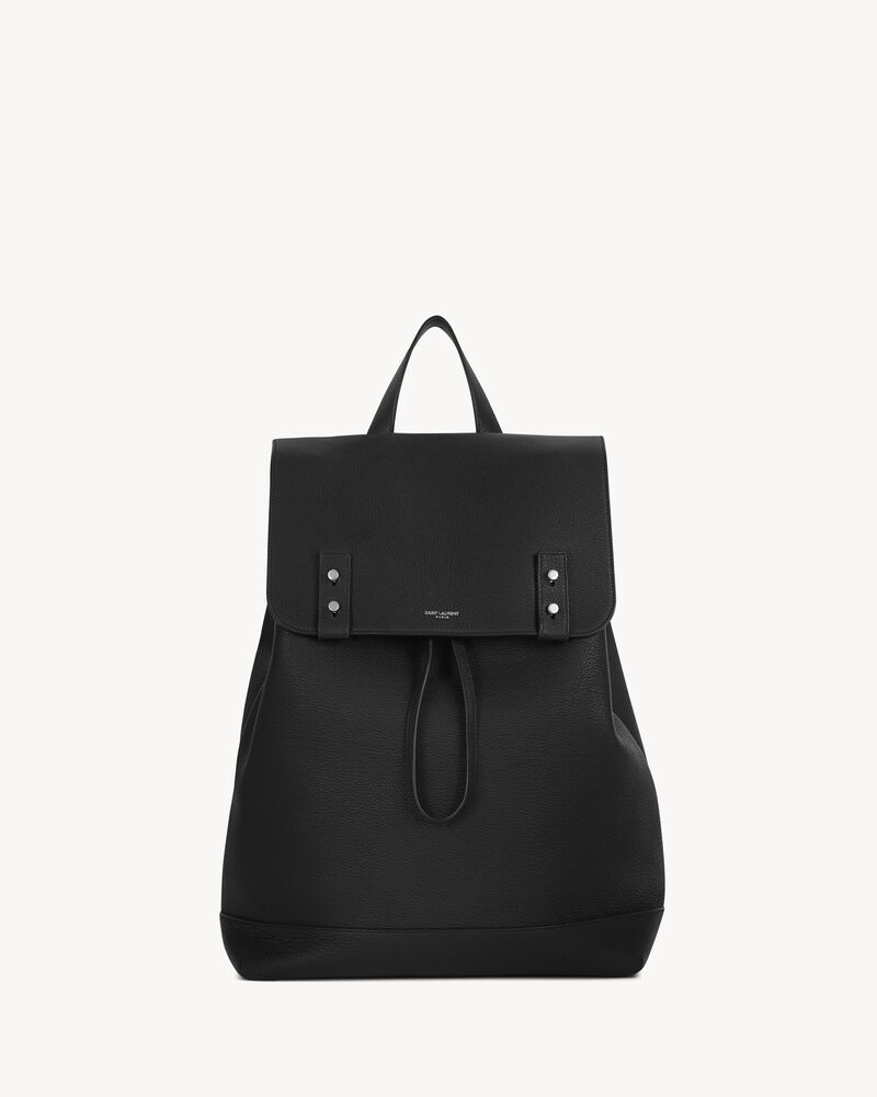 黑色粒纹真皮sac de jour souple背包