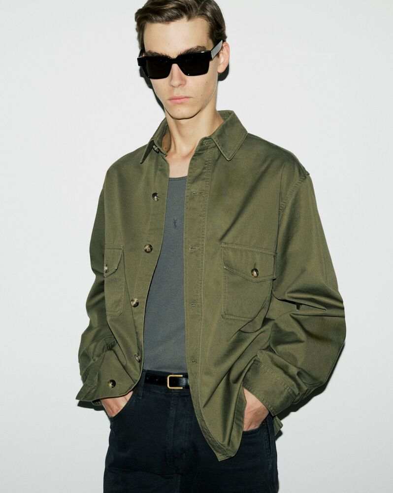 棉斜纹布外套式衬衫