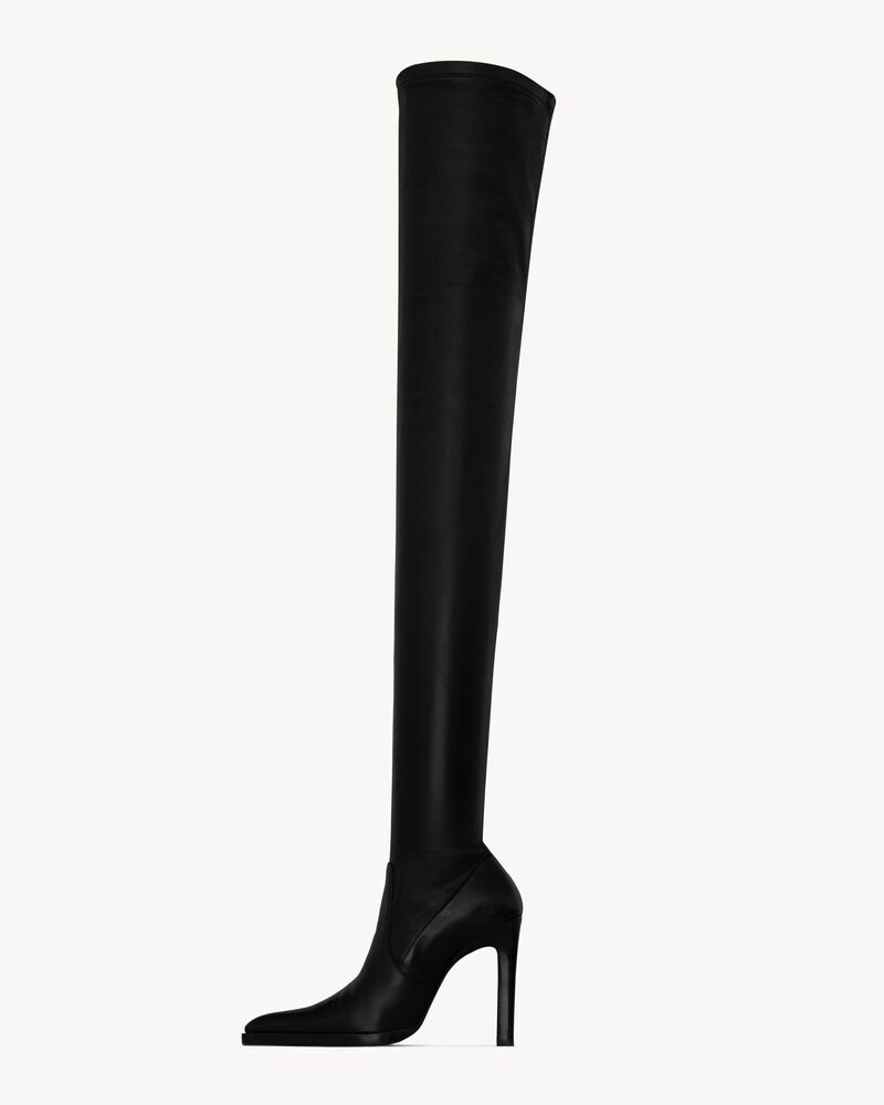 NINA光滑弹力皮革过膝靴