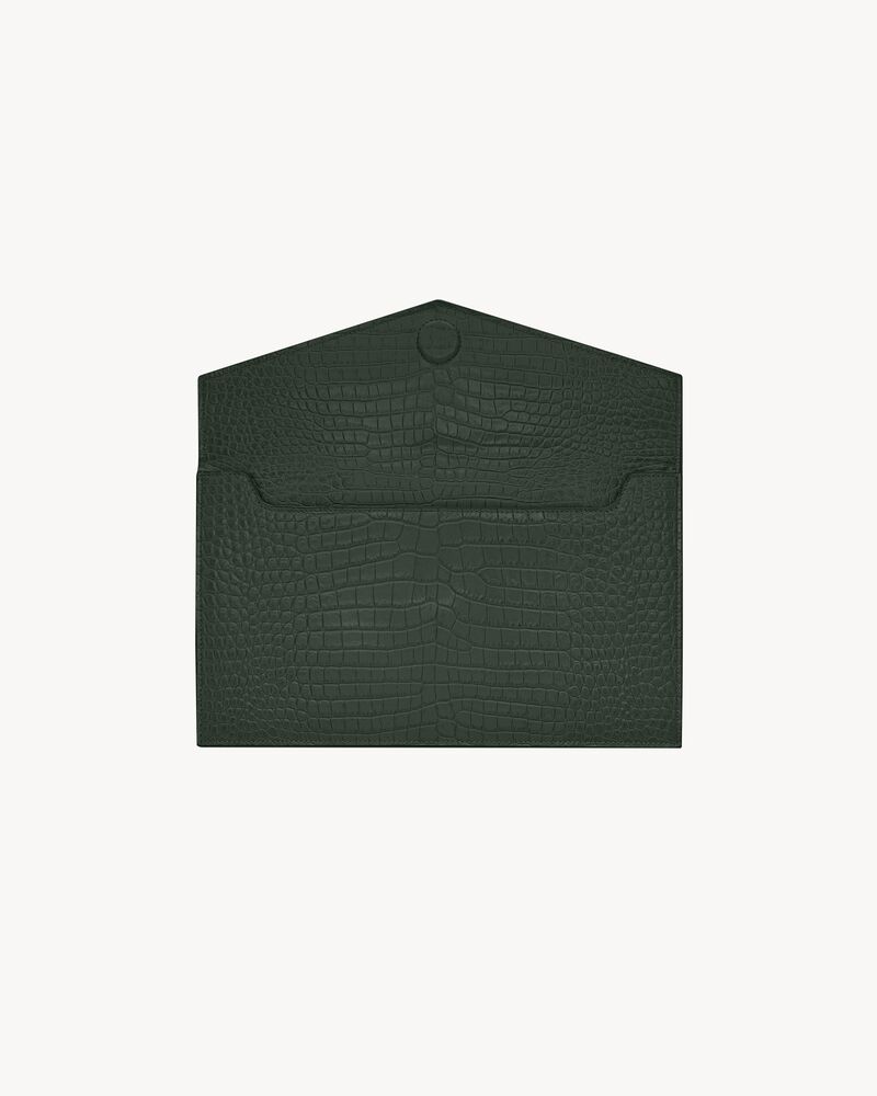 UPTOWN鳄鱼纹压印亮面皮革手拿包