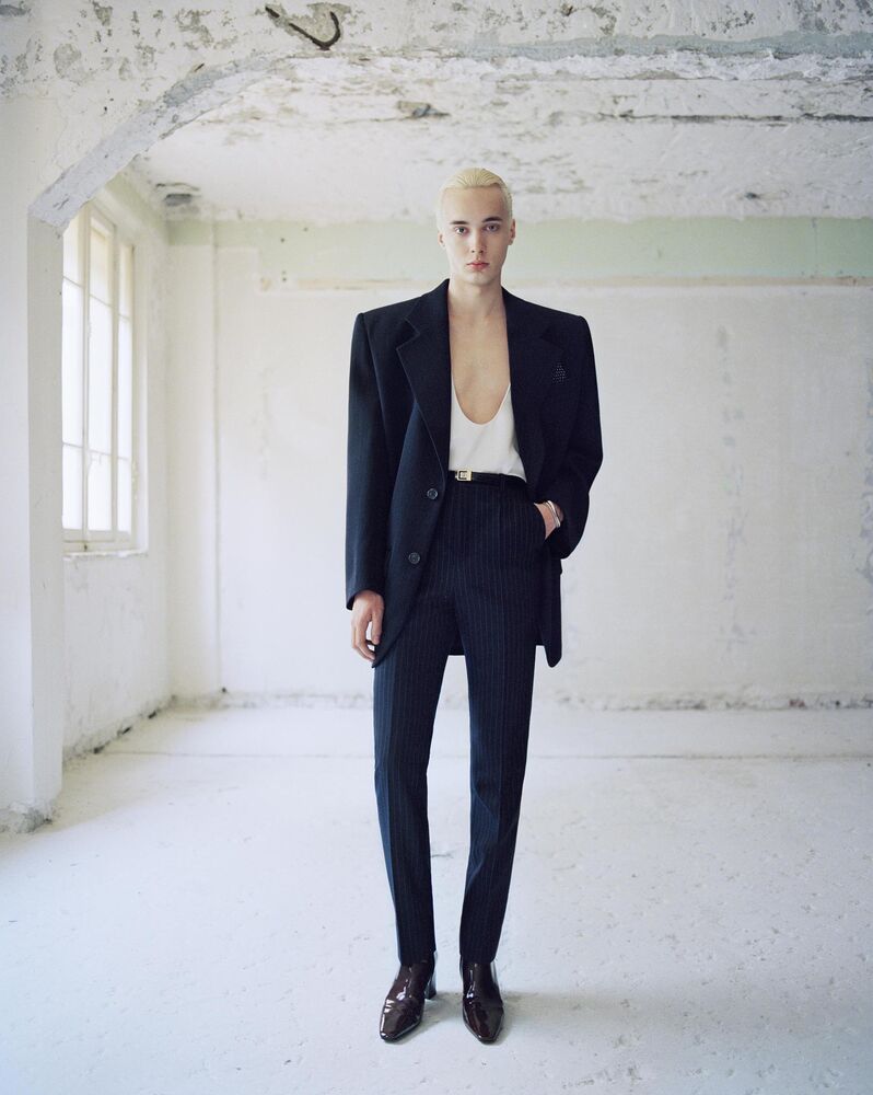 超大条纹羊毛外套