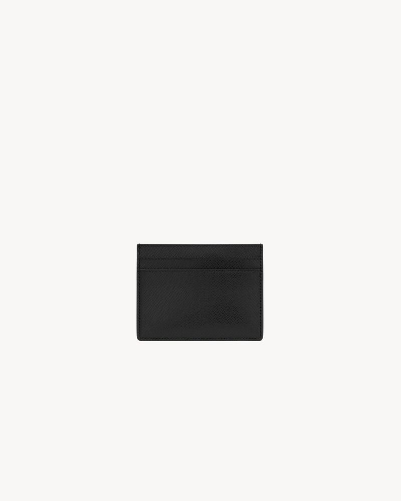 Saint Laurent Paris涂层树皮纹皮革卡包