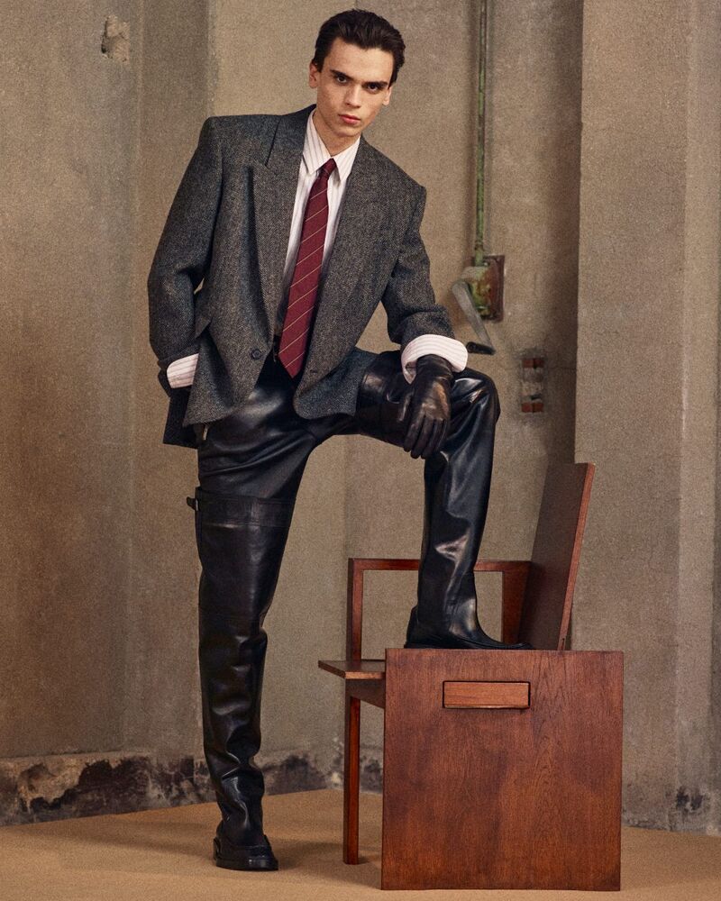 拉绒人字纹羊毛夹克