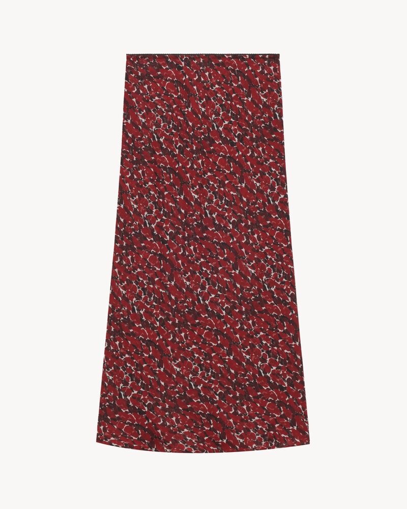 波点桑蚕丝平纹细布中长半身裙