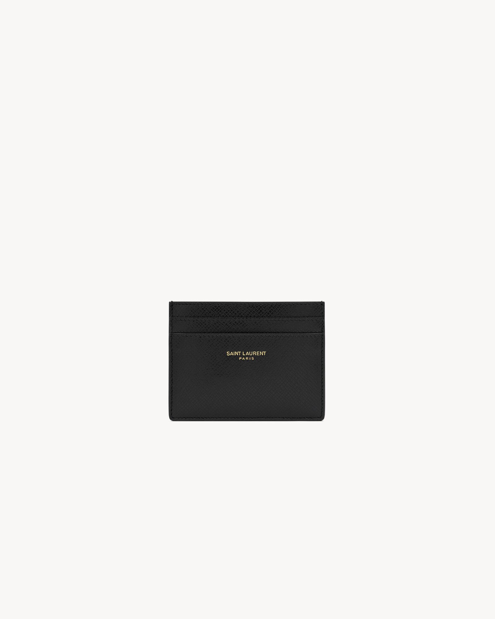 Saint Laurent Paris涂层树皮纹皮革卡包