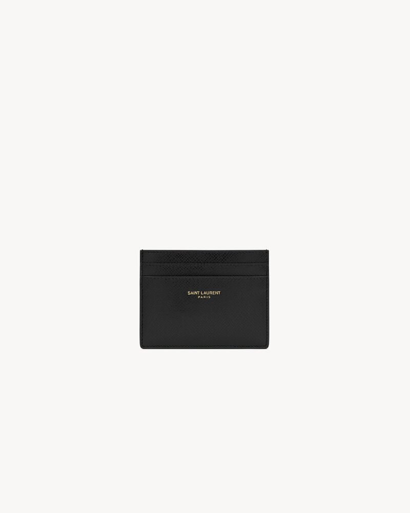 Saint Laurent Paris涂层树皮纹皮革卡包