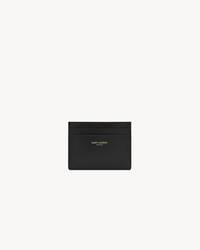 Saint Laurent Paris涂层树皮纹皮革卡包