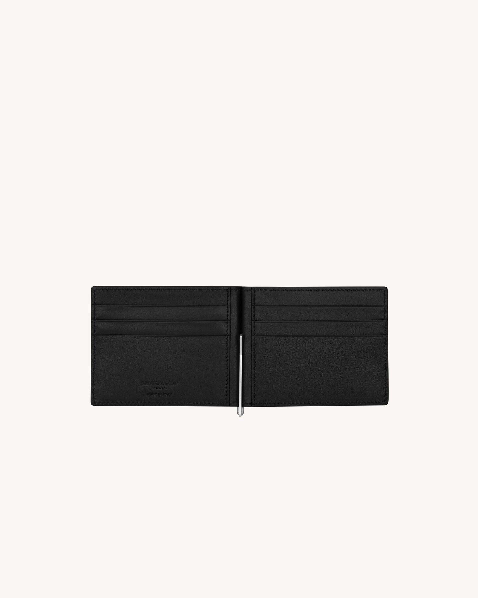 SAINT LAURENT PARIS黑色鳄鱼压纹真皮钱包