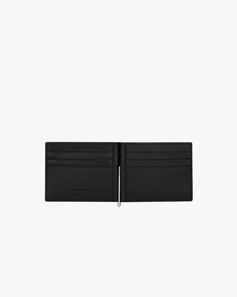 SAINT LAURENT PARIS黑色鳄鱼压纹真皮钱包
