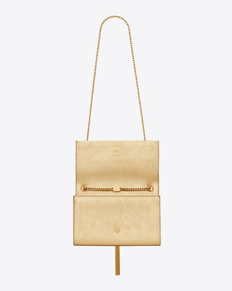 经典中号kate monogram金色粒纹金属色真皮流苏挎包