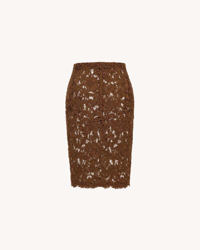 凸花蕾丝铅笔裙