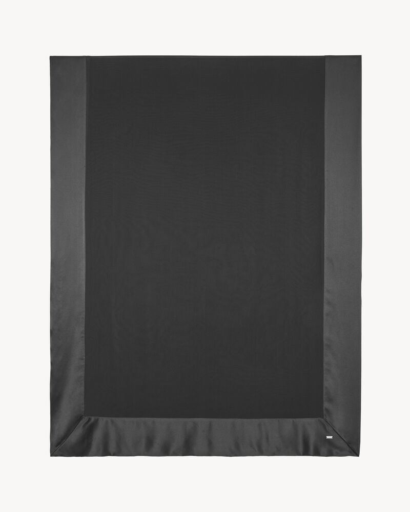 桑蚕丝平纹细布和缎面超长围巾