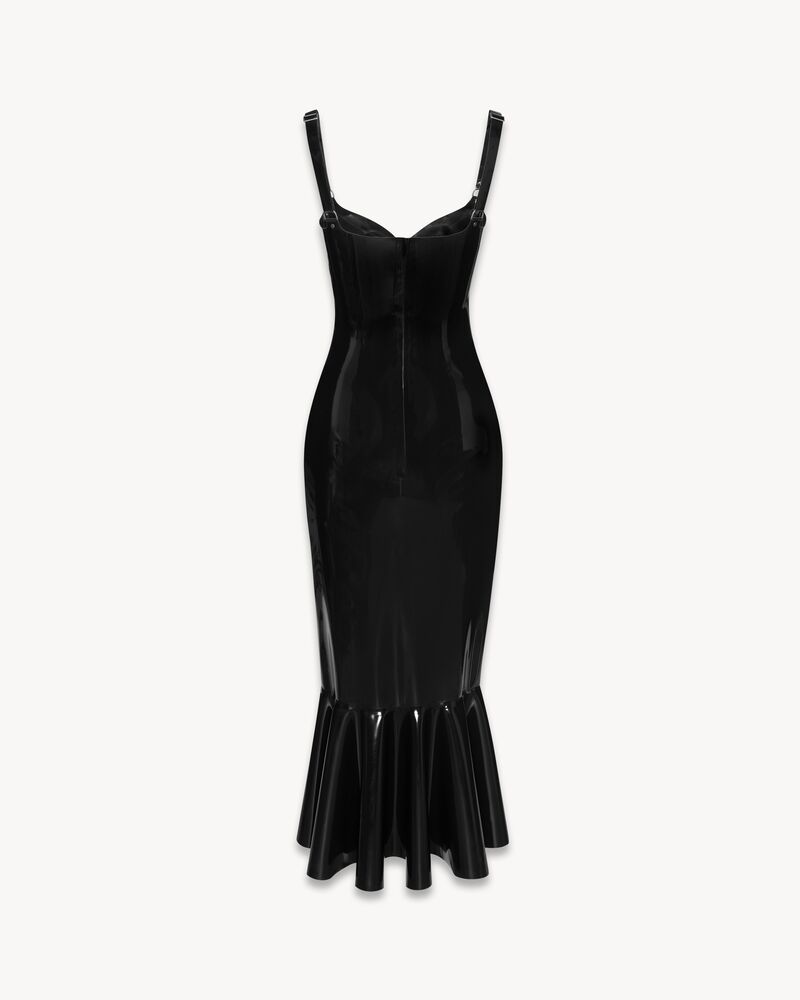 乳胶美人鱼抹胸连衣裙