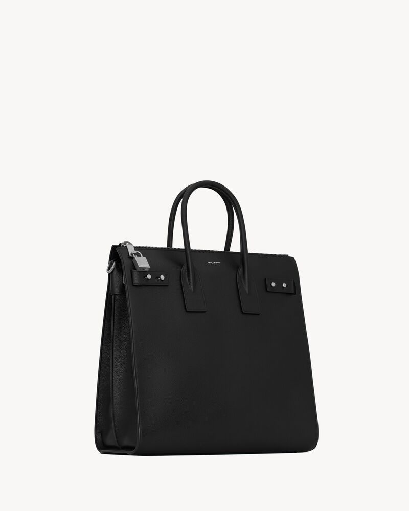 黑色粒纹真皮sac de jour souple north/south手提袋