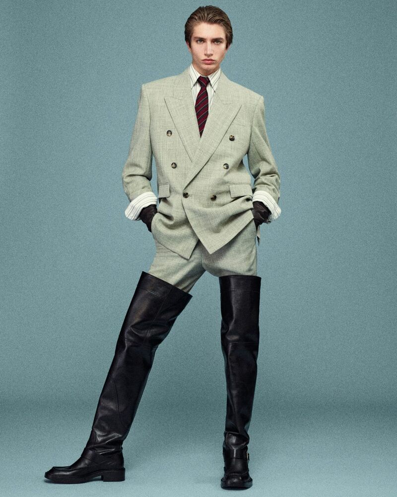 JOE光滑皮革过膝靴